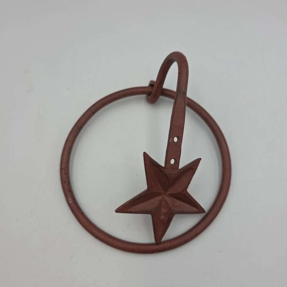 Rustic Metal Barn Star Bathroom Hardware Wall Mounted Hand Towel‎ Holder Ring